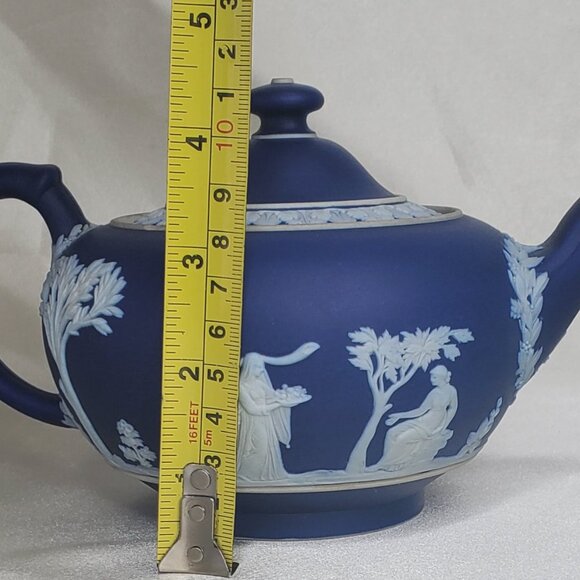 Antique Wedgwood Blue Jasperware Teapot – c.1891–1907 England  Classical Relif - Picture 11 of 11